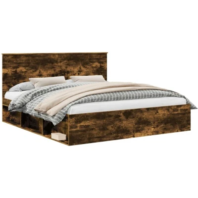 Image of vidaXL Bed Frame Smoked Oak 200 x cm Solid Pine Wood