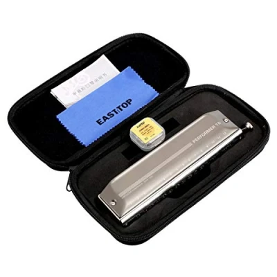 Image of East top Upgrade Chromatic harmonica 16 Hole 64 Tone Key of C, Aluminum Comb Mouth Organ For Adults, Students and lovers