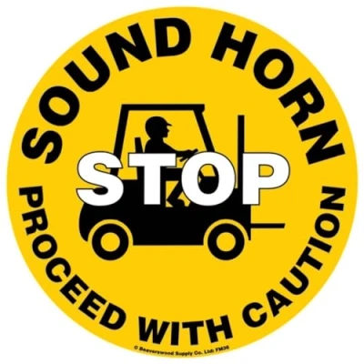 Image of Beaverswood Floor Markers. Safety Signs. Stop Sounds Horn Sign Removable Self Adhesive Waterproof Durable Vinyl Label. (430Mm Dia)