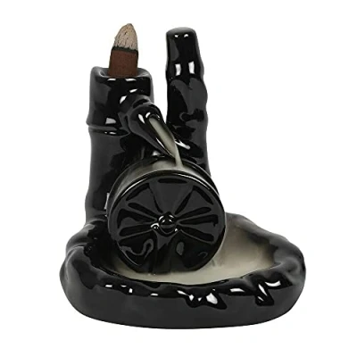 Image of Elegant Black Teapot Backflow Incense Burner 14cm x 13.5cm (1 Pc.) Striking Ceramic Design with Effect, Creates a Serene Atmosphere Gentle Smoke Flow