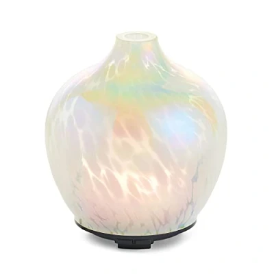 Image of Made By Zen Mercura White Glass Aroma Diffuser Essential and Fragrance Oil &amp; Mini Humidifier for Home Perfect Aromatherapy
