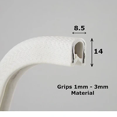 Image of White Flexible PVC Rubber Protective Edge Trim Strip Fits 1 3mm Priced Per Metre