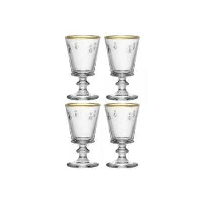 Image of La Rochere Bee Stemmed Wine Glass Gold Rimmed 240ml Set Of 4
