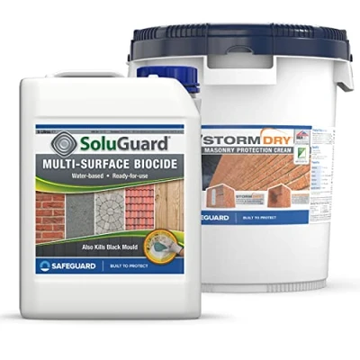 Image of Stormdry Masonry Waterproofing Cream 20L + Soluguard Biocide BBA Approved 25 Year Ultimate Home Protection Bundle for Effective Wall Weatherproofing