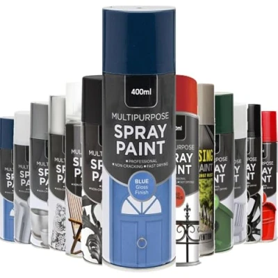 Image of AlezyB 1 x Multi Purpsoe Blue Gloss Spray Paint 400ml Professional Quality and Fantastic Finish, Interior, Exterior, Household for Metal Plastic Wood Glass