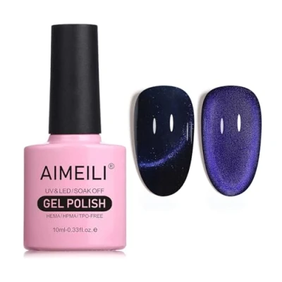 Image of AIMEILI Magnetic Gel Nail Polish Cat Magnet Eye Polish, UV LED Soak Off Glitter Varnish Art Manicure Pedicure, Long Lasting &amp; Easy to Apply 10ml 762