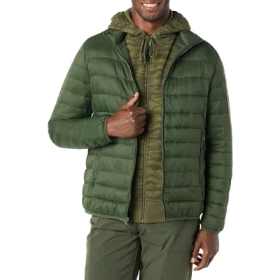 Image of Amazon Essentials Men&#039;s Packable Lightweight Water Resistant Puffer Jacket (Available in Big &amp; Tall), Dark Green, S