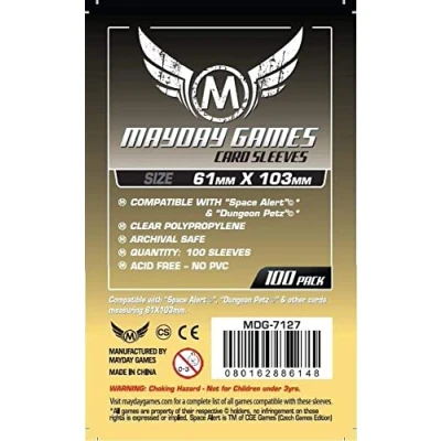 Image of Mayday Board Game Card Sleeves, 50 Pack, 61 x 103mm, Polypropylene (PPC), Suitable for Space Alert &amp; Dungeon Petz