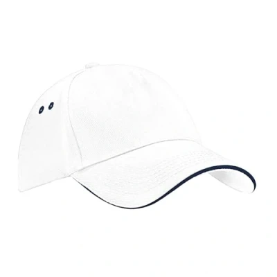 Image of Beechfield B15c Ultimate 5 Panel Cap Sandwich Peak White/French Navy