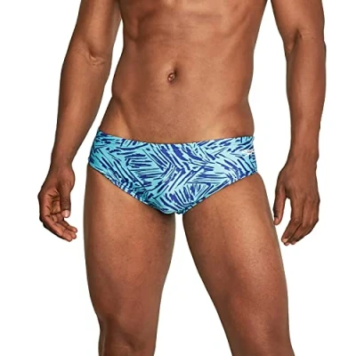 Image of Speedo Men&#039;s Swimsuit Brief Prolt Printed Team Colors Swim, Blue Atoll, 36
