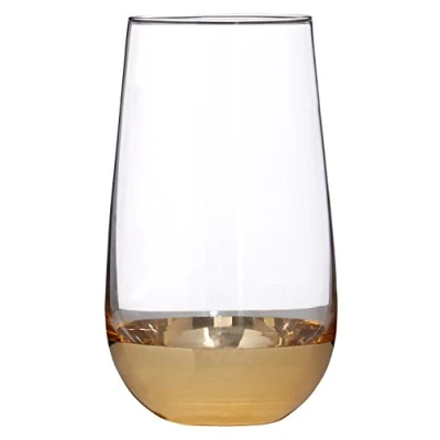 Image of Premier Housewares Horizon Highball Glasses, Clear/Gold, 8 x 15 cm