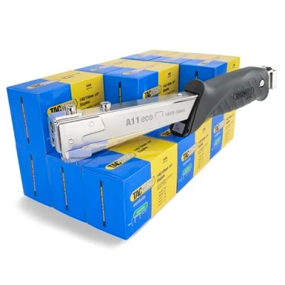 Image of Tacwise 1185 A11 Hammer Tacker with 75,000 140/10mm Staples, Uses Type 140 / 6 10 mm Silver Black
