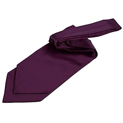 Image of DQT Plain Satin Wedding Self Tie Ascot Cravat for Men Plum