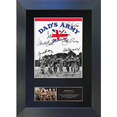 Image of #755 DAD&#039;S ARMY Signed Autograph Mounted Photo Reproduction PRINT A4 Rare Perfect Present Birthday Christmas (297 x 210mm) (Black Frame)