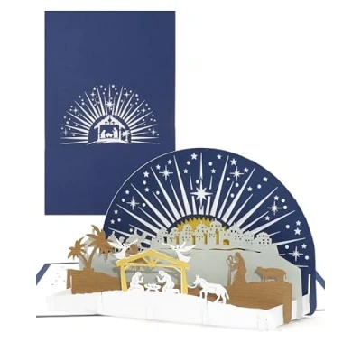 Image of Christmas card &quot;Nativity with star&quot;, 3D popup for Christmas, including envelope