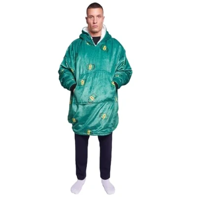 Image of GC GAVENO CAVAILIA Beer Lover Pullover Hoodie Blanket, Wearable Hoody Sweatshirt, Soft Warm Comfortable Throw Green Hoodie, One Size Fits Unisex Stich Hoodies