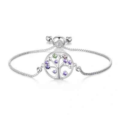 Image of Philip Jones Silver Plated Chakra Tree of Life Bracelet Created with Zircondia® Crystals