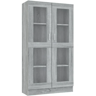 Image of vidaXL Vitrine Cabinet Grey Sonoma 82.5x30.5x150 cm Engineered Wood