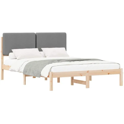 Image of vidaXL Bed Frame with Upholstered Headboard Light Grey 150 x 200 cm