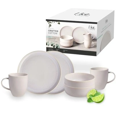 Image of like. by Villeroy &amp; Boch Crafted Cotton, 6 pcs. Breakfast Set, Stoneware, Dishwasher Safe, Microwave Plate, Dinner Ceramic Crockery, Crockery Tableware, Set