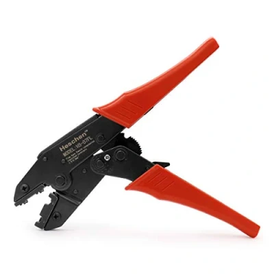 Image of Heschen Ratchet Crimper Plier, HS 07FL, Flag Female Quick Disconnects Crimping Tools, Use for 1.5 2.5 mm² (15 13 AWG), Red