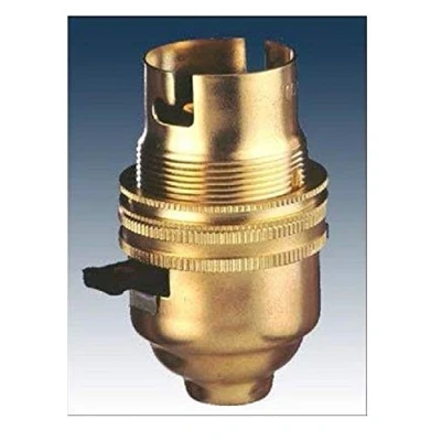 Image of K M Electronics® Brass Switched LAMP Light Bulb Holder BC Bayonet Cap 10MM Screw Thread