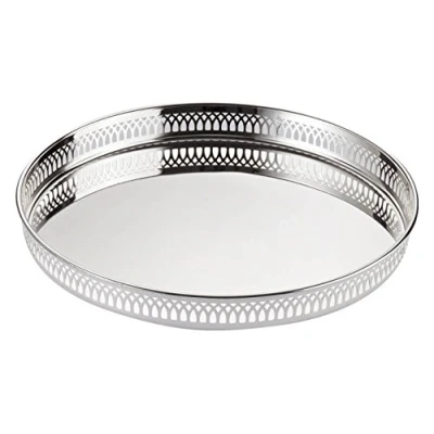 Image of EDZARD tray Delphi (ø 12&quot;) round, silver plated, tarnish protected Serving tray, gallery