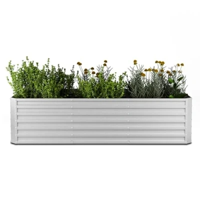 Image of blumfeldt High Grow Straight Raised Garden Bed, Ergonomic 1,440L Planter in Weatherproof Galvalume Steel for Flowers, Herbs &amp; Vegetables Rust Resistant Metal Design with Open Base Easy Assembly
