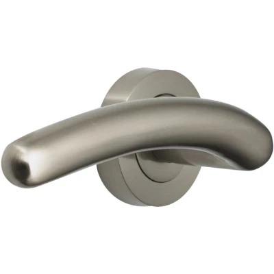 Image of A. Perry 5205 0000SN 123mm Vision Mira Designer Lever Handles on 52mm Round Rose, Satin Nickel