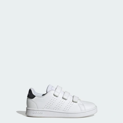 Image of adidas Sportswear Childrens Unisex Advantage Court Lifestyle Hook and Loop Shoes White &amp; Black Size UK 10.5 Kids