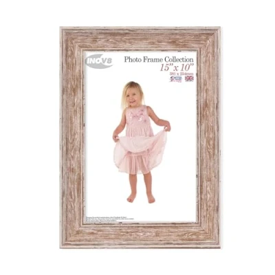 Image of Inov8 Framing British Made Traditional Picture/Photo Frame, Large Washed Walnut, 15x10 inch, Dense wood,