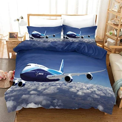 Image of Duvet Cover Set Modern Aviation Airplane Helicopter Theme Men and Teenagers Comfortable Durable Bedding Dreamy Aircraft Home Decoration (Aircraft 11,King)