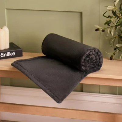 Image of Brentfords Fleece Throw Blanket for Sofa, Ultra Soft Warm Cosy Bed Lightweight Throws Sofas Large Double Throws, Charcoal Grey 150 x 200cm