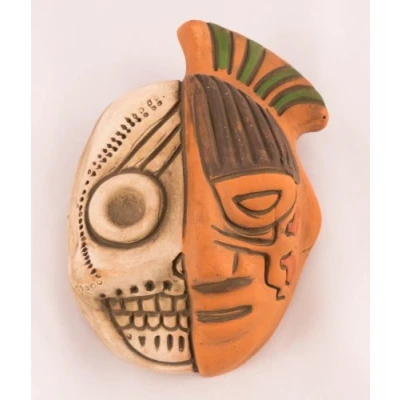 Image of Tumia LAC Aztec Life &amp; Death Mask Fair trade in Mexico Indoor or outdoor use L13xH13cm