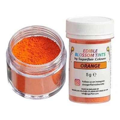 Image of Sugarflair Orange Food Colouring Powder Dust, Use on Cake Surfaces, Decorations or Colour Sugarpaste, Fondant, Icing, Chocolate, Buttercream, Royal Macarons and More! 5g
