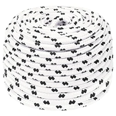 Image of vidaXL White Polyester Braided Work Rope 10mm Diameter, 100m Length Durable, UV Resistant, High Tensile Strength Indoor &amp; Outdoor Use