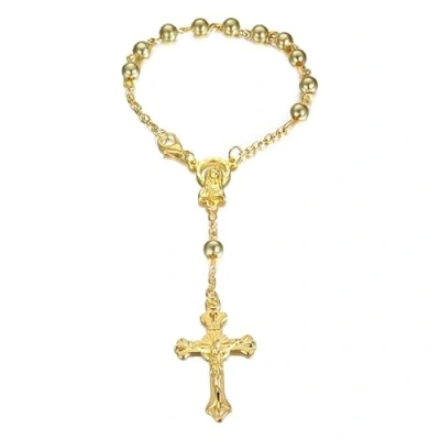 Image of BOBIJOO JEWELRY Mini Chapelet Voiture Camion Bracelet Marie Vierge Croix Pendentif Tout Or