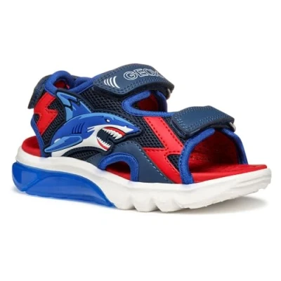 Image of Geox Sandal Ciberdron Sandals for kids, Size: 10K, Navy/red Imitation leather/ textile