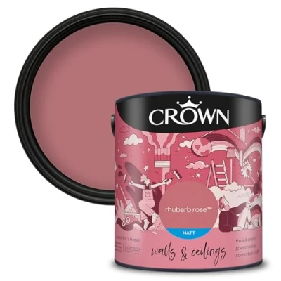 Image of Crown Walls &amp; Ceilings Matt Emulsion Paint, Size 2.5L, Rhubarb Rose