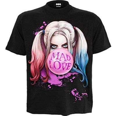 Image of DC Comics Harley Quinn Mad Love Front Print T Shirt Black XXL