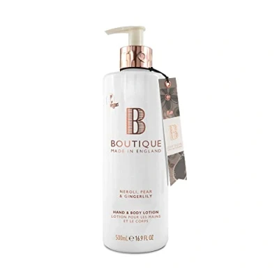 Image of Boutique Neroli, Pear &amp; Gingerlily Hand Body Lotion 500ml Essential Oils Vegan Made In England