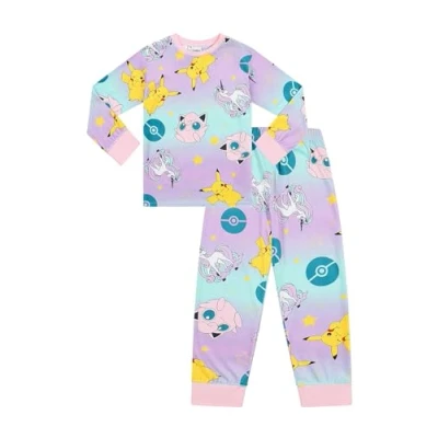Image of Girls Pokemon Pink Fleece Pyjama Set Pikachu Kids Childrens PJs (10 11 Years)