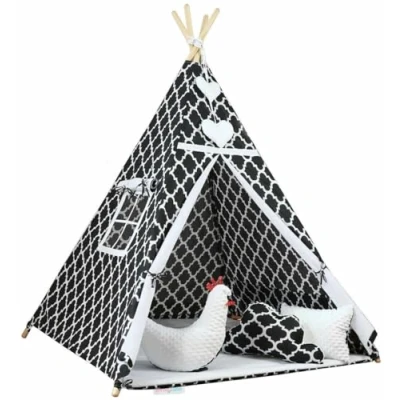 Image of BABYMAM Teepee Wigwam Tent Play House Kids Children Baby With Three Pillows Floor Mat Cotton Moroccan Dream