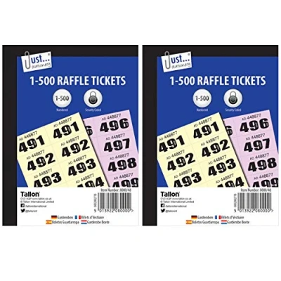 Image of 2X Security Coded 1 500 Ticket Raffle Books Numbered Tombola/Draw Giveaway Pads