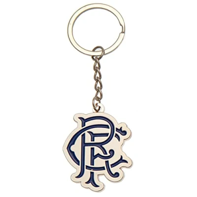 Image of Rangers FC Scroll Crest Design Keychain, Blue, White, 40 mm x 35