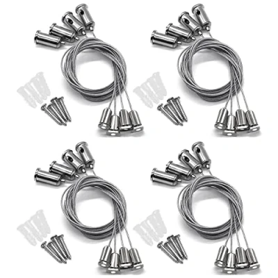 Image of Suspension Cables Kit,Zliger 16 PCS Lamp Holder Kit Hanging Wire Steel Rope LED Panel Light for Hardwar