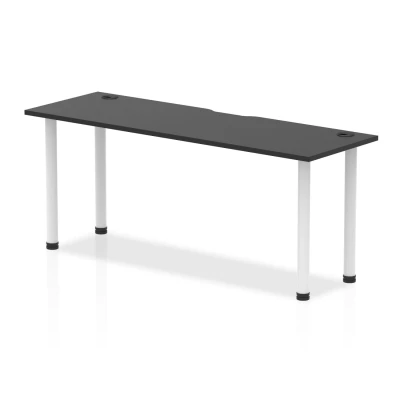 Image of Impulse Black 1800 x 600mm Straight Table CP White Leg