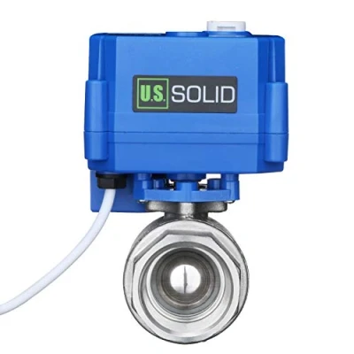 Image of U.S. Solid Motorized Ball Valve 1&quot; Stainless Steel with Manual Function, Full Port, 9 24V AC/DC and 2 Wire Auto Return Setup
