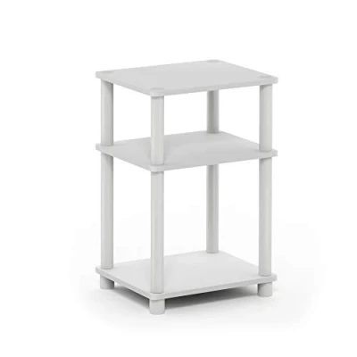Image of Furinno Just 3 Tier Turn N Tube End Table, 2 Pack, White(Espresso)/White