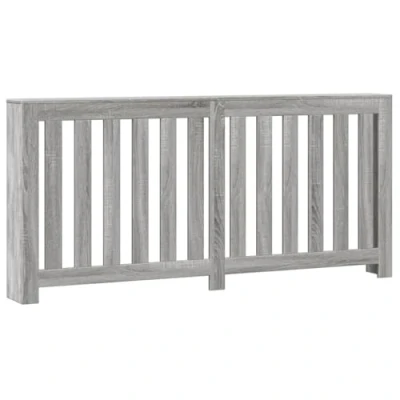 Image of vidaXL Radiator Cover Heater Shelf Grey Sonoma Engineered Wood Modern Slatted Design for Living Room 175x20x82 cm